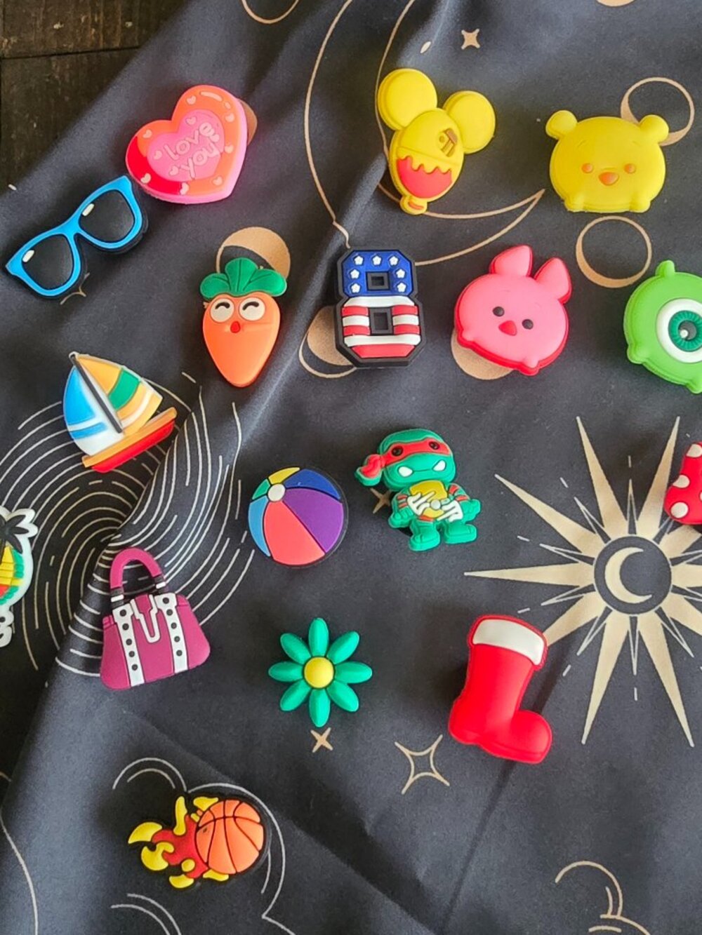 Mixed Lot Croc Charms - Shoe Charms - Monsters, Mouse, vacation, Pooh, summer